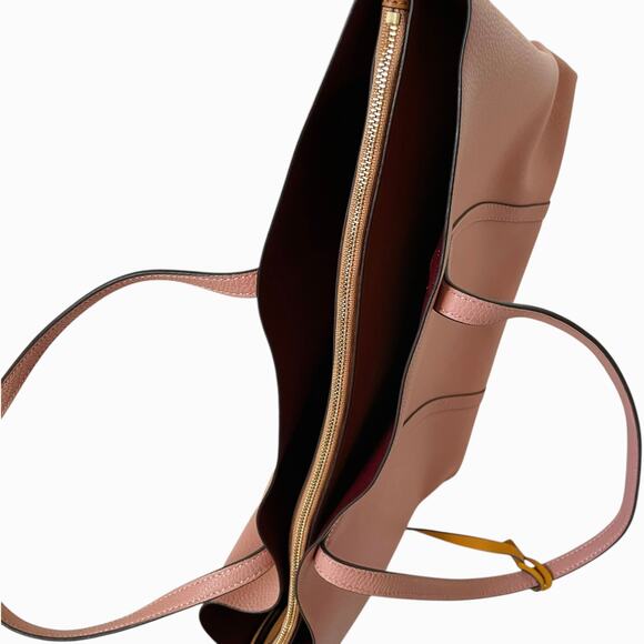 Tory Burch Perry 3 Compartment Tote Bag OS Blush Pink Pebbled Leather Laptop Zip - Picture 6 of 10